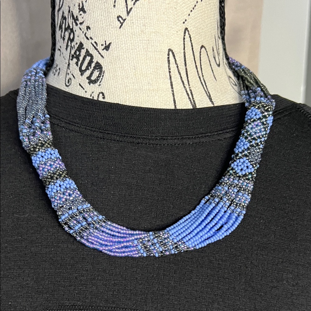 Elegant Blue Beaded Necklace